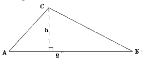 En trekant ABC der høyden er h og grunnlinjen g